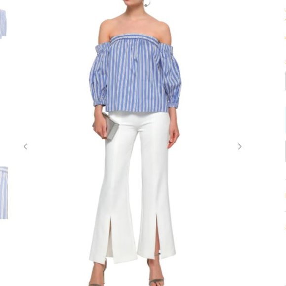 Milly Tops - MILLY off shoulder striped cotton silk blouse P
